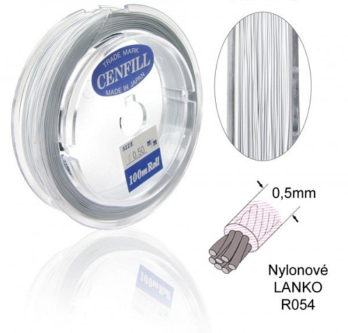 Nylonové LANKO .Barva R054 WHITE (bílá). Velikost 0,5mm.