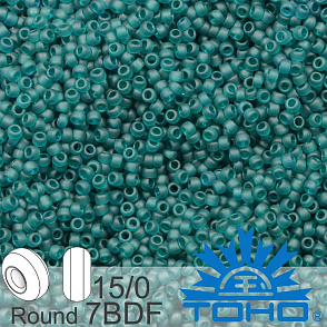 Korálky TOHO tvar ROUND (kulaté). Velikost 15/0. Barva 7BDF Transparent Frosted Teal. Balení 5g.