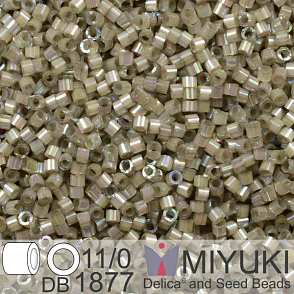 Korálky Miyuki Delica 11/0. Barva Silk Inside Dyed Pewter AB  DB1877. Balení 5g.