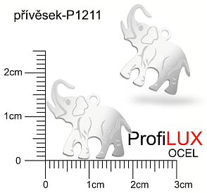 Přívěsek Ocel ozn-P1211 SLON velikost 20x16mm. Řada přívěsků ProfiLUX