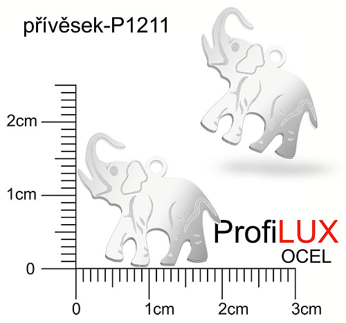 Přívěsek Ocel ozn-P1211 SLON velikost 20x16mm. Řada přívěsků ProfiLUX