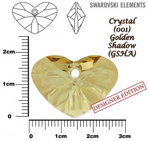 SWAROVSKI 6260 Crazy 4 U Heart barva CRYSTAL GOLDEN SHADOW velikost 27mm.