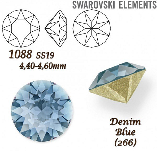 SWAROVSKI ELEMENTS 1088 XIRIUS Chaton SS19 (4,40-4,60mm) barva Denim Blue (266).