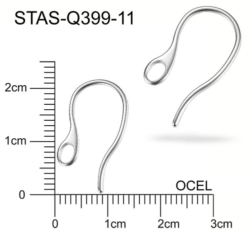 Afroháček ovál očko CHIRURGICKÁ OCEL ozn.-STAS-Q399 11. Velikost 22x12mm