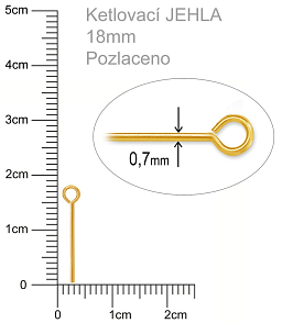 Ketlovací JEHLA  velikost 18mm. Barva zlatá.