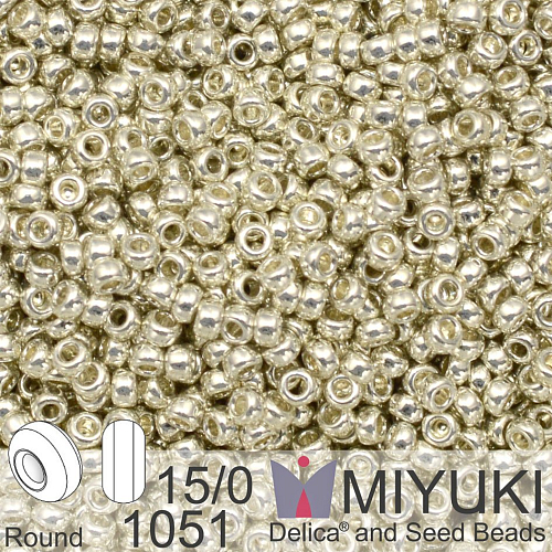 Korálky Miyuki Round 15/0. Barva 1051 Galvanized Silver . Balení 5g