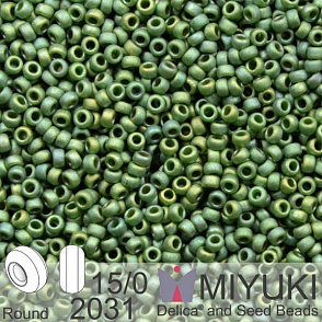 Korálky Miyuki Round 15/0. Barva 2031 Matte Met Sage Green Luster . Balení 5g