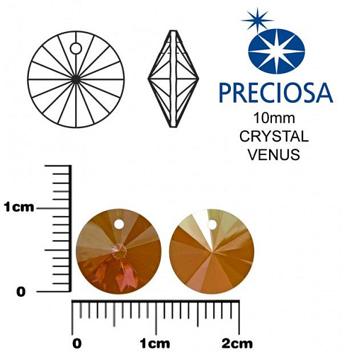 PRECIOSA MC RIVOLI velikost 10mm. Barva CRYSTAL VENUS. 