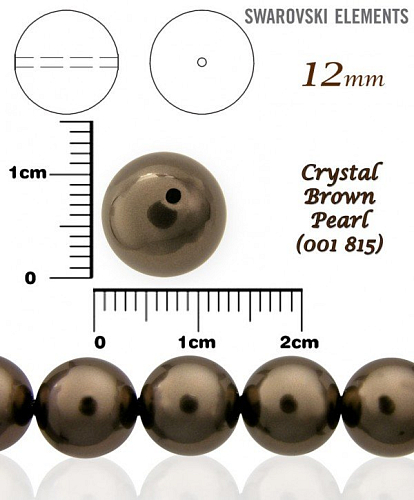 SWAROVSKI 5811 Voskované Perle barva 815 CRYSTAL BROWN PEARL velikost 12mm. 