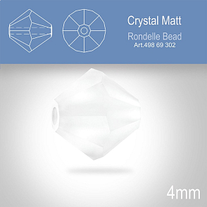 PRECIOSA Bicone MC BEAD (sluníčko) velikost 4mm. Barva CRYSTAL Matt. Balení 31ks .