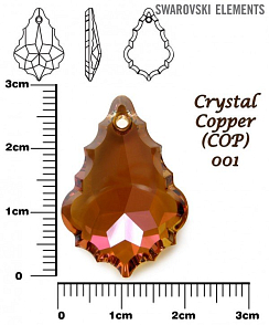 SWAROVSKI 6091 Baroque Pendant barva CRYSTAL COPPER velikost 28mm