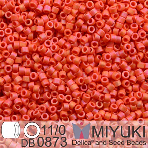 Korálky Miyuki Delica 11/0. Barva Matte Op Vermillion Red AB DB0873. Balení 5g