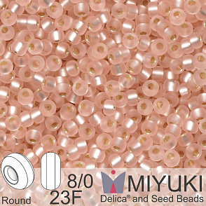 Korálky Miyuki Round 8/0. Barva 23F Matte Silverlined Light Blush. Balení 5g