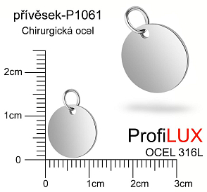 Přívěsek Chirurgická Ocel ozn-P1061 KOLEČKO s kroužkem velikost pr.12mm. Řada přívěsků ProfiLUX