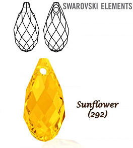 Swarovski 6010 Briolette Pendant 13x6,5mm. Barva SUNFLOWER 