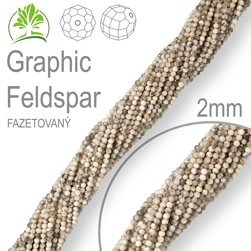 Korálky z minerálů Graphic Feldspar Fazetovaný přírodní polodrahokam. Velikost pr.2mm. Balení 190Ks