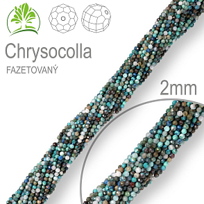 Korálky z minerálů Chrysocolla Fazetovaný přírodní polodrahokam. Velikost pr.2mm. Balení 190Ks