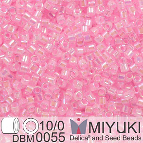 Korálky Miyuki Delica 10/0. Barva Pink Lined Crystal AB DBM0055. Balení 5g.