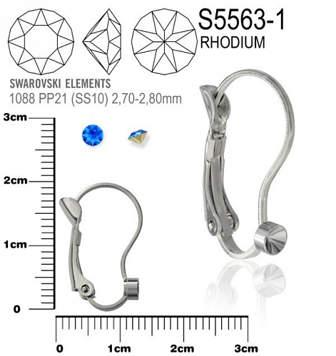 Náušnice na komponenty SWAROVSKI 1088 XIRIUS PP21 (SS10). Ozn.S5563-1. Barva rhodium.