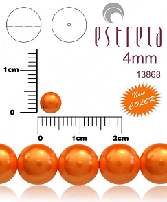 VOSKOVANÉ korále tvar kulatý. Velikost 4mm. Barva 13868 (oranžová pastelová) New COLOR. Balení 31ks na návleku. 