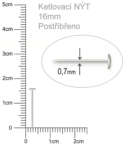 Ketlovací Nýt  velikost 16mm. Barva stříbrná.