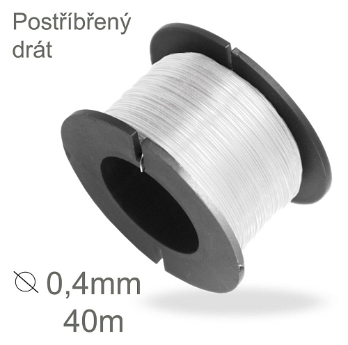 Postříbřený drátek o průměru 0,4mm a délce 40m pro jemné drátkování.