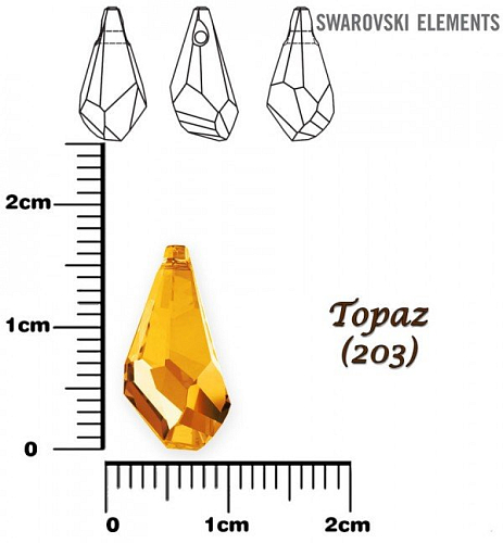 SWAROVSKI POLYGON DROP barva TOPAZ velikost 17mm.