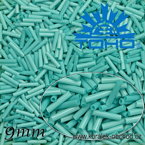 Korálky TOHO tvar BUGLES (válcové). Velikost pr.1,9mm x 9mm . Barva č. 55-Opaque Turquoise . Balení 10g.