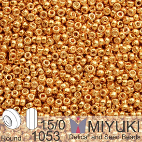 Korálky Miyuki Round 15/0. Barva 1053 Galv Yellow Gold. Balení 5g.