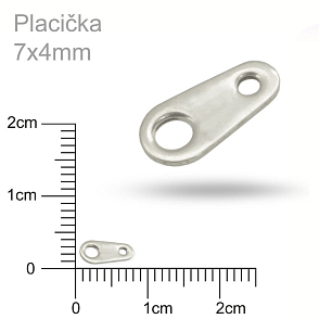 Placička  pro karabinku. Velikost 7x4mm. Barva postříbřeno.